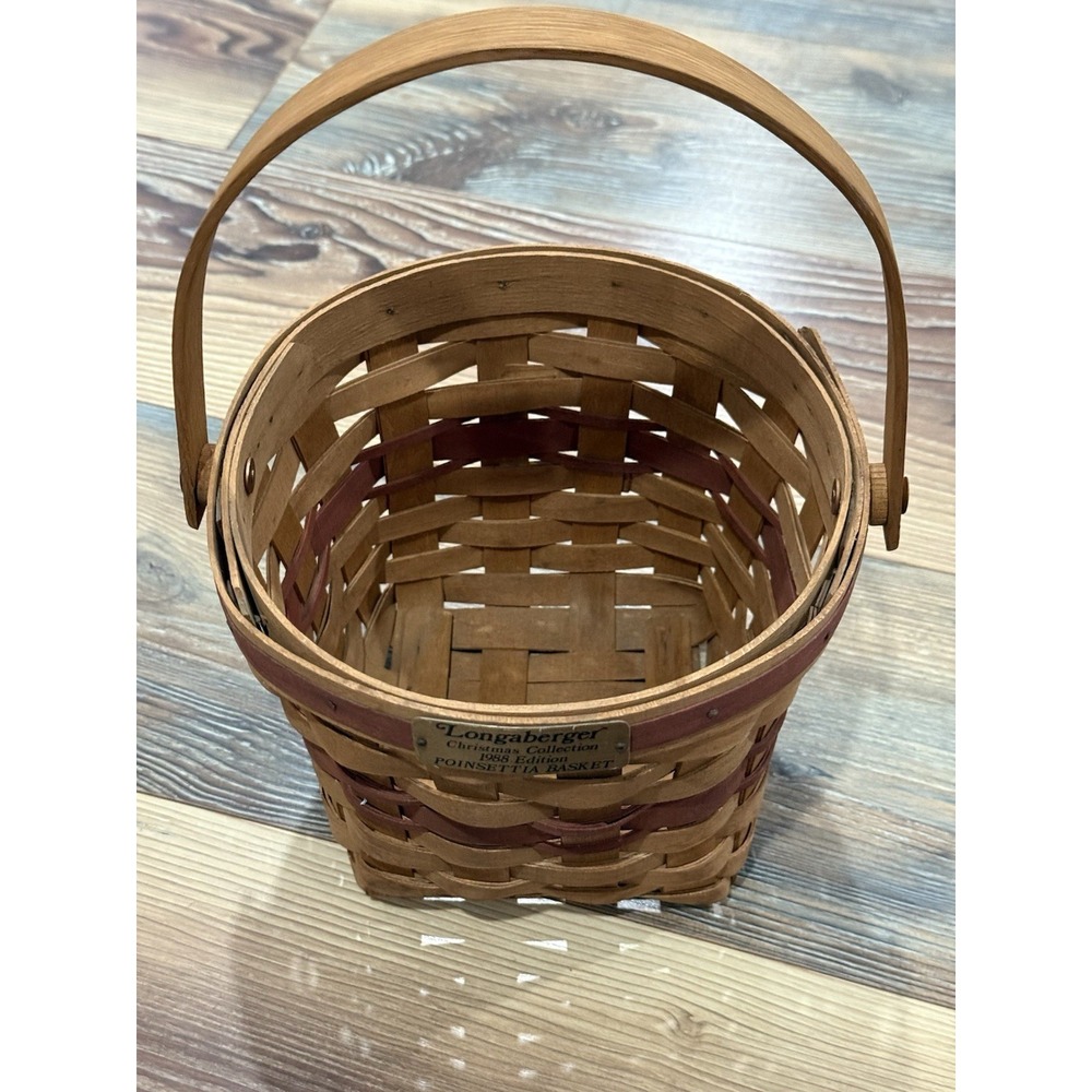 LONGABERGER CHRISTMAS COLLECTION POINSETTIA BASKET 1988 EDITION SIGNED